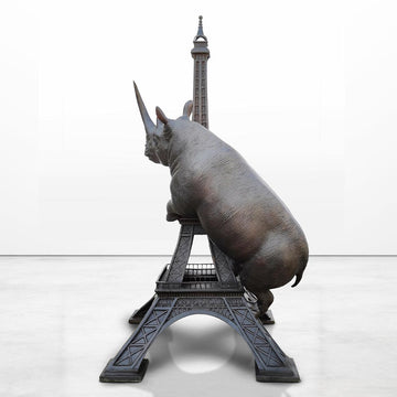 The Huge Rhino Loved the Eiffel Tower (Bronze Sculpture, Mid-Size)