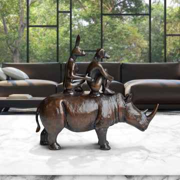 They Loved Rhinos and Rhinos Loved Them (Bronze Sculpture, Miniature Collection)