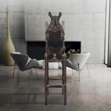Rhino Above It All, Lost in a Good Story (Bronze Sculpture, Mid-Size)