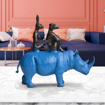 They Loved Rhinos and Rhinos Loved Them (Bronze Sculpture, Miniature Collection)