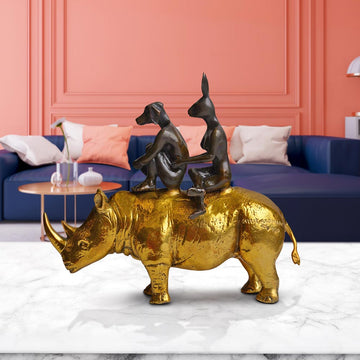 They Loved Rhinos and Rhinos Loved Them (Bronze Sculpture, Miniature Collection)