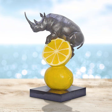 Rhino Loves Lemons (Bronze Sculpture, Small)