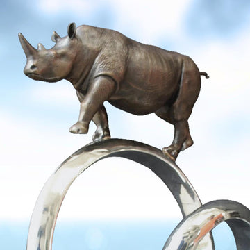 Black Rhino Goes Round the World (Bronze Sculpture)