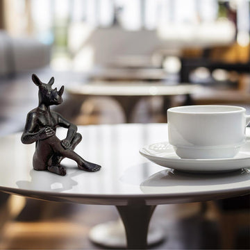 Rhinoman Thinks Big (Bronze Sculpture, Pocket Size)