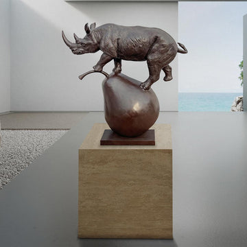 The Rhino and the Pear (Bronze Sculpture, Mid-Size)
