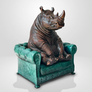 Rhino Sat with Hope (Bronze Sculpture, Small)