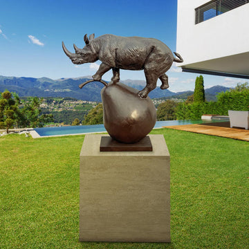 The Rhino and the Pear (Bronze Sculpture, Mid-Size)