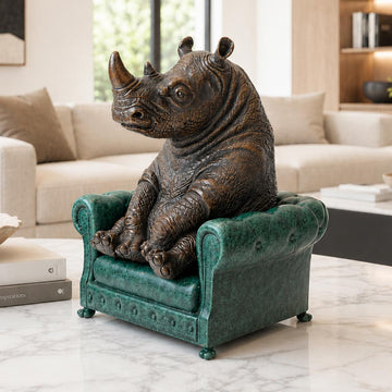 Rhino Sat with Hope (Bronze Sculpture, Small)