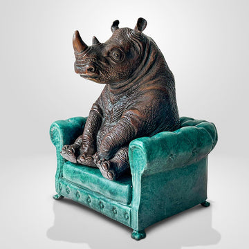 Rhino Sat with Hope (Bronze Sculpture, Small)