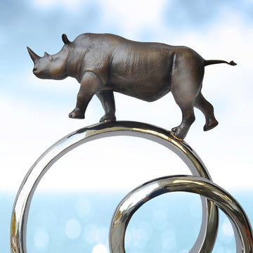 Black Rhino Goes Round the World (Bronze Sculpture)