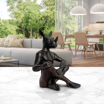Rhinoman Thinks Big (Bronze Sculpture, Pocket Size)