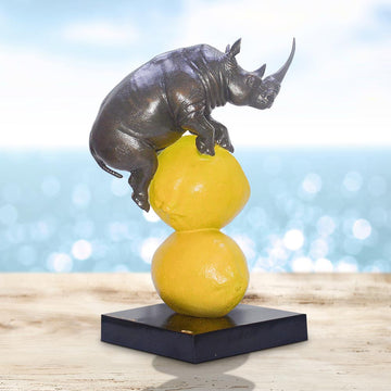Rhino Loves Lemons (Bronze Sculpture, Small)