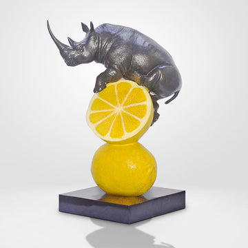 Rhino Loves Lemons (Bronze Sculpture, Small)