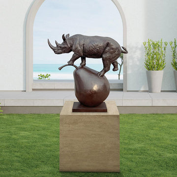 The Rhino and the Pear (Bronze Sculpture, Mid-Size)