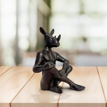 Rhinoman Thinks Big (Bronze Sculpture, Pocket Size)