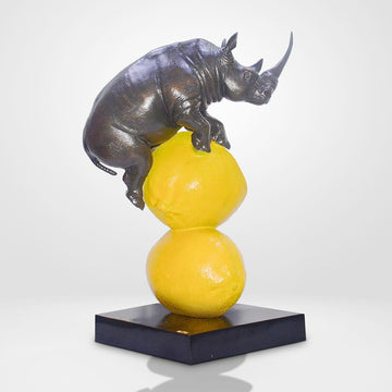 Rhino Loves Lemons (Bronze Sculpture, Small)