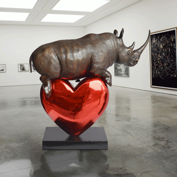 Rhino with a big heart (Bronze Sculpture)