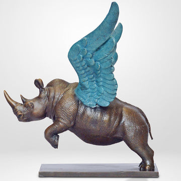 Up, Up and Away Rhino (Bronze Sculpture)