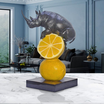 Rhino Loves Lemons (Bronze Sculpture, Small)