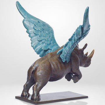 Up, Up and Away Rhino (Bronze Sculpture)
