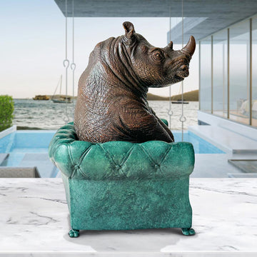 Rhino Sat with Hope (Bronze Sculpture, Small)
