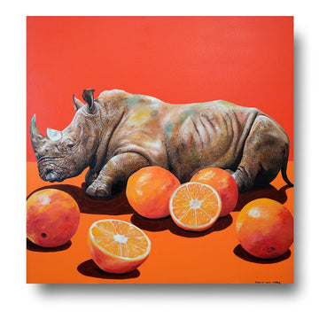 Rhino and Oranges (Original Painting)
