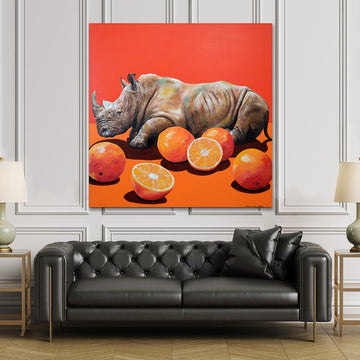 Rhino and Oranges (Original Painting)