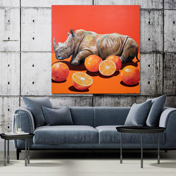 Rhino and Oranges (Original Painting)