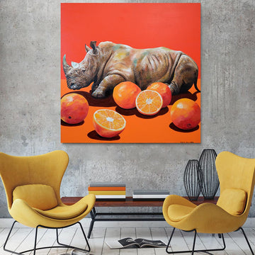 Rhino and Oranges (Original Painting)
