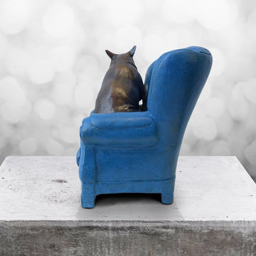 Rhino Me Time on a Chair (Bronze Sculpture, Miniature Collection)