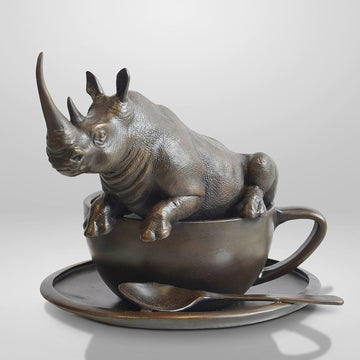 Rhino in a Cup (Bronze Sculpture, Small)