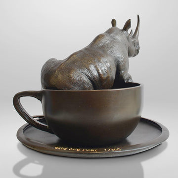 Rhino in a Cup (Bronze Sculpture, Small)
