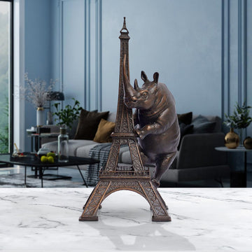 The Rhino Loved the Eiffel Tower (Bronze Sculpture, Small)