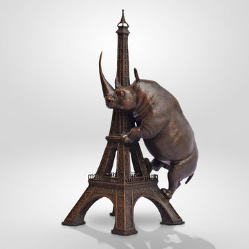 The Rhino Loved the Eiffel Tower (Bronze Sculpture, Small)