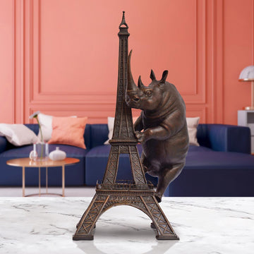 The Big Rhino Loved the Eiffel Tower (Bronze Sculpture)