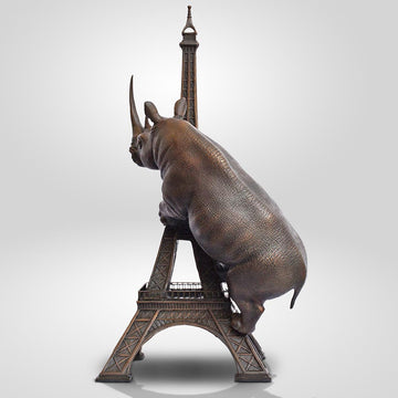 The Big Rhino Loved the Eiffel Tower (Bronze Sculpture)