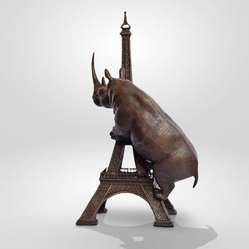 The Rhino Loved the Eiffel Tower (Bronze Sculpture, Small)