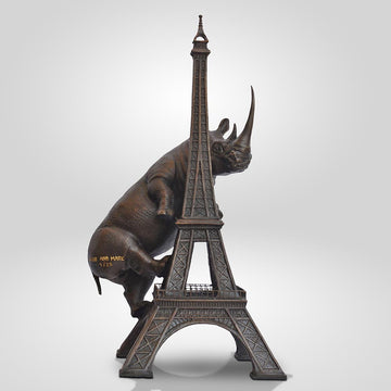 The Big Rhino Loved the Eiffel Tower (Bronze Sculpture)
