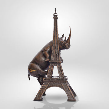 The Rhino Loved the Eiffel Tower (Bronze Sculpture, Small)