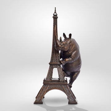 The Rhino Loved the Eiffel Tower (Bronze Sculpture, Small)