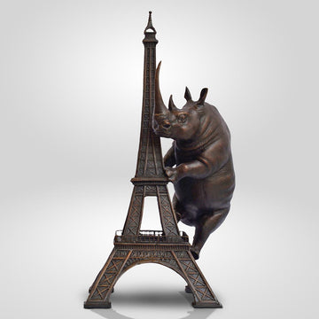 The Big Rhino Loved the Eiffel Tower (Bronze Sculpture)
