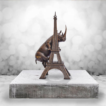 The Rhino Loved the Eiffel Tower (Bronze Sculpture, Small)