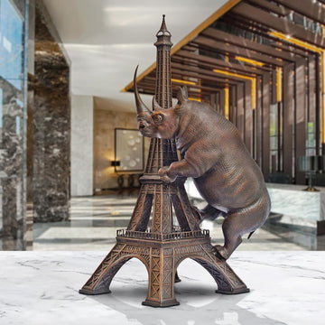 The Big Rhino Loved the Eiffel Tower (Bronze Sculpture)