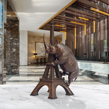 The Rhino Loved the Eiffel Tower (Bronze Sculpture, Small)