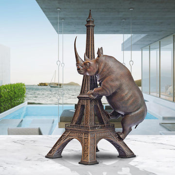 The Big Rhino Loved the Eiffel Tower (Bronze Sculpture)