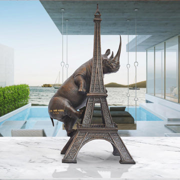 The Big Rhino Loved the Eiffel Tower (Bronze Sculpture)