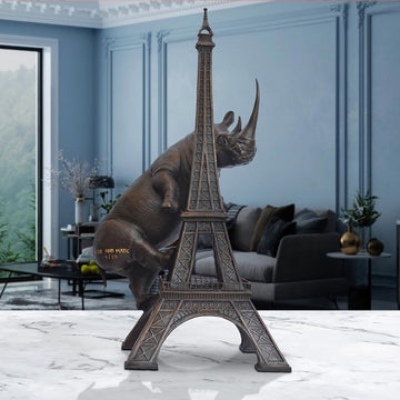The Big Rhino Loved the Eiffel Tower (Bronze Sculpture)