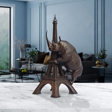 The Rhino Loved the Eiffel Tower (Bronze Sculpture, Small)