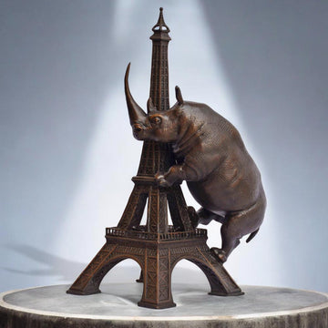 The Rhino Loved the Eiffel Tower (Bronze Sculpture, Small)