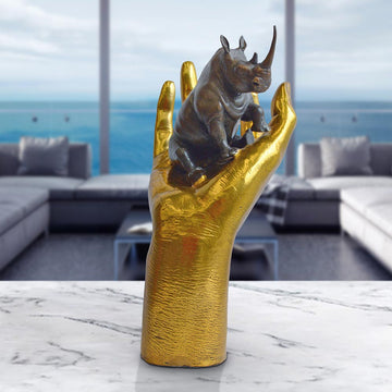 A Rhino in the Hand (Bronze Sculpture, Small)